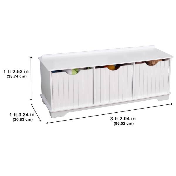 dimension image slide 1 of 2, KidKraft Nantucket Wooden Storage Bench