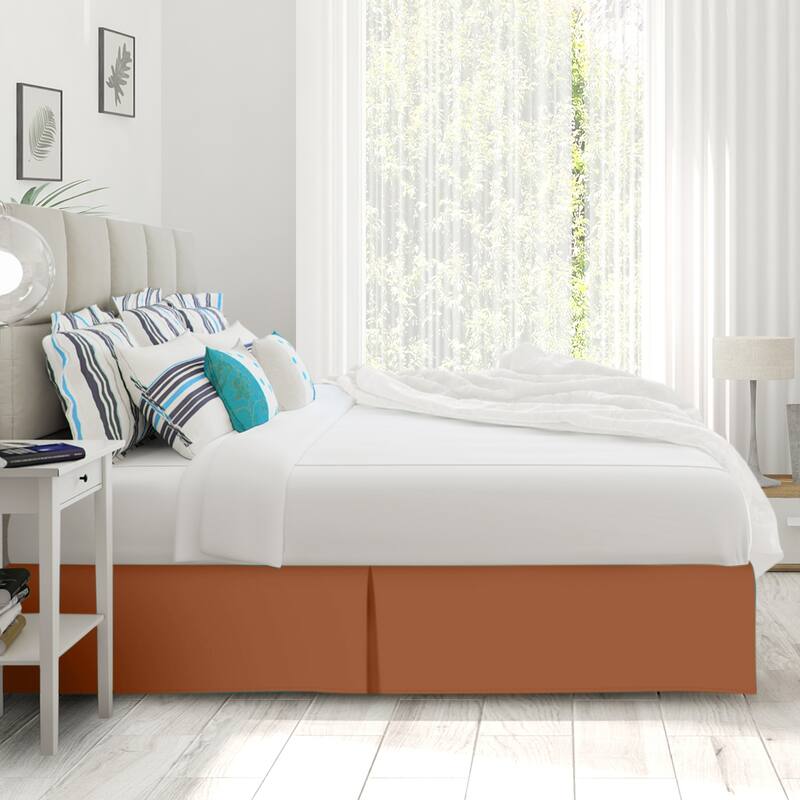 Clara Clark Pleated Bed Skirt-14 inch Tailored Drop - Soft Double Brushed Premium Microfiber Ruffle Bed Skirt - Includes 8 Pins