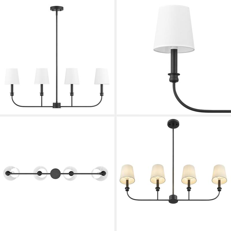Prominence Home Billet 4-Light Linear Chandelier with Fabric Shades