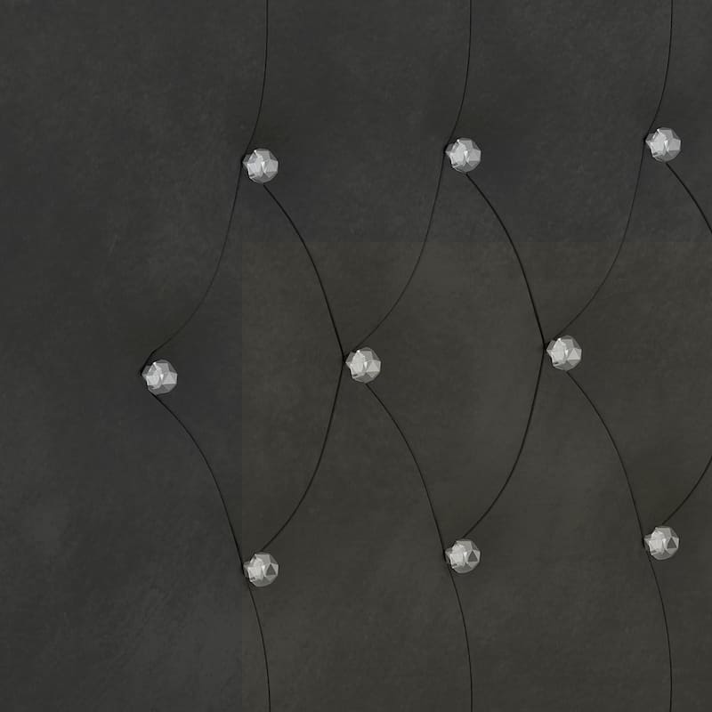 Tufted Upholstered Bed Frame with Crystal Button Accents