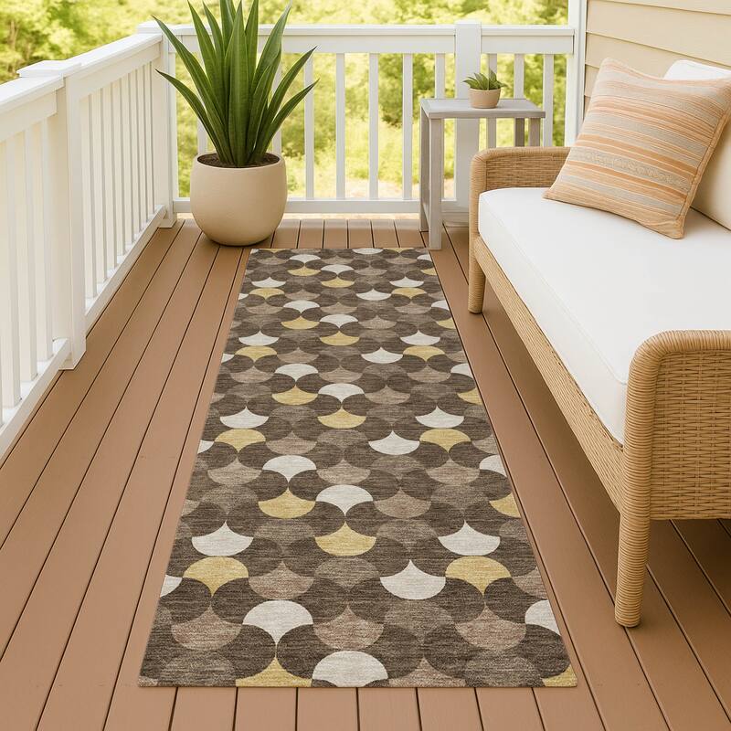 Machine Washable Indoor/ Outdoor Modern Osage Chantille Rug - Chocolate - 2'3" x 7'6"