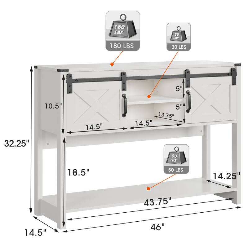 46" Console Table with Sliding Barn Door