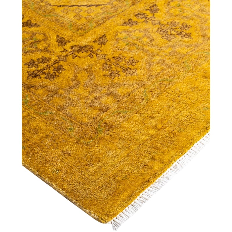 Overdyed One-of-a-Kind Hand-Knotted Area Rug - Yellow - 6' 0" x 8' 8"