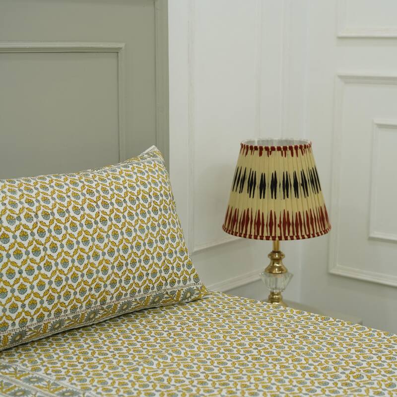 Fabdivine Cotton Hand Block Floral Flat Sheet Bed Room Home Décor Accent Gift