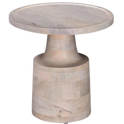 Solid Wood Round Side Table with Pedestal Base