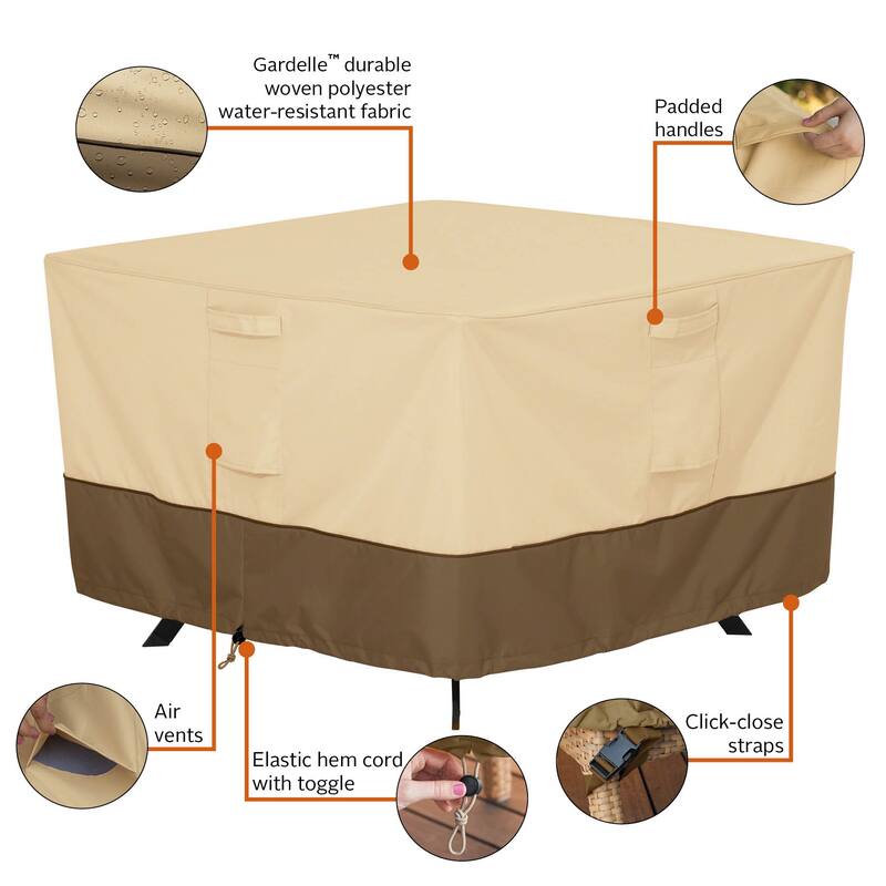 Classic Accessories Veranda Water-Resistant 60 Inch Square Patio Table Cover