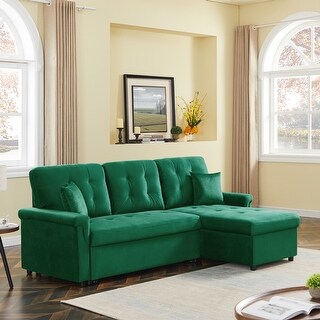 Velvet Reversible Sectional Sofa with Pull Out sleeper - Bed Bath ...