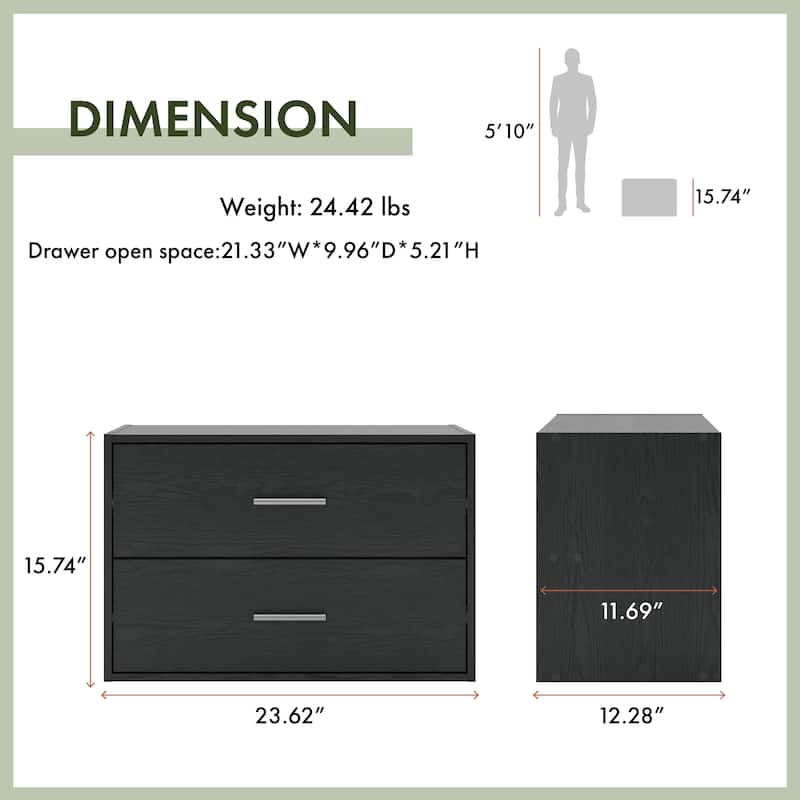 DH BASIC Modern Wood Customizable Stackable Storage Organizer - Cube Shelves, Drawer Cabinet, Bookcase with Doors by Denhour