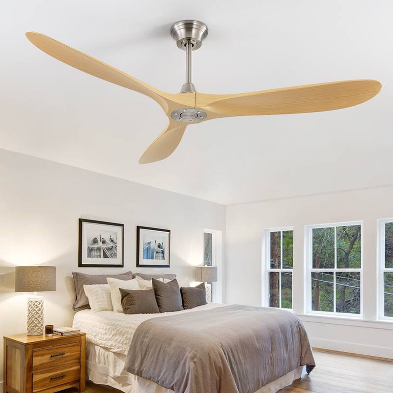 60" Smart Ceiling Fan without Light,Nickel downrod with Plastic Blades
