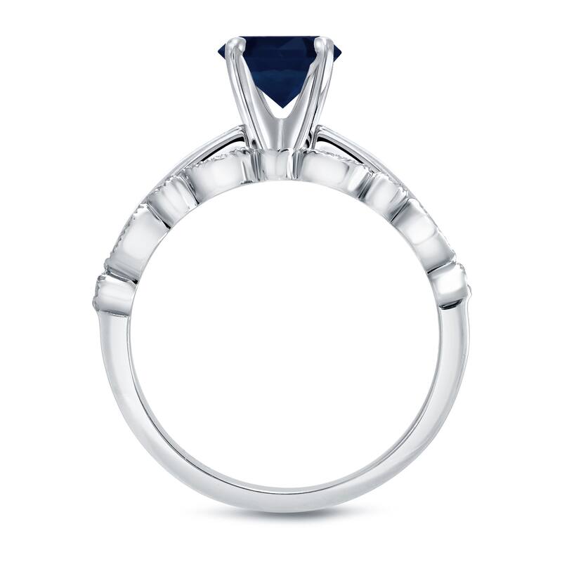 Auriya 14k Gold 1/3ctw Vintage Solitaire Sapphire Engagement Ring Set 1/6ctw