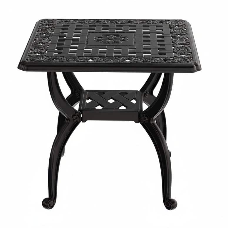 Stylish Aluminum Square Coffee Table for Outdoor Living Room - Black