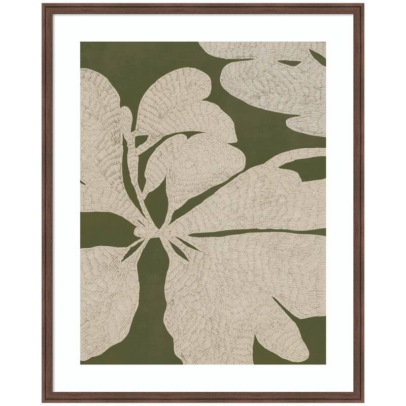 Kate and Laurel Leafy Whispers by Treechild Framed Wall Art Print - 34 x 42 - Brown