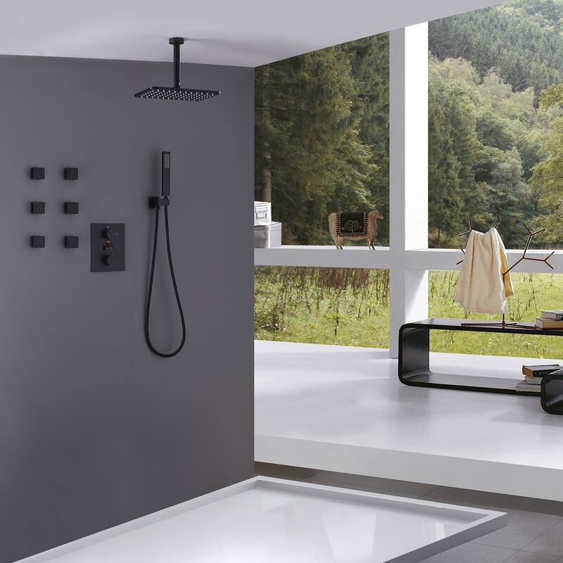 Rbrohant Constant temperature shower system (with digital display function) - Matte Black