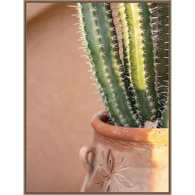 Green On Orange by Raisa Zwart Framed Canvas Wall Art Print - Sylvie Beaded Gold