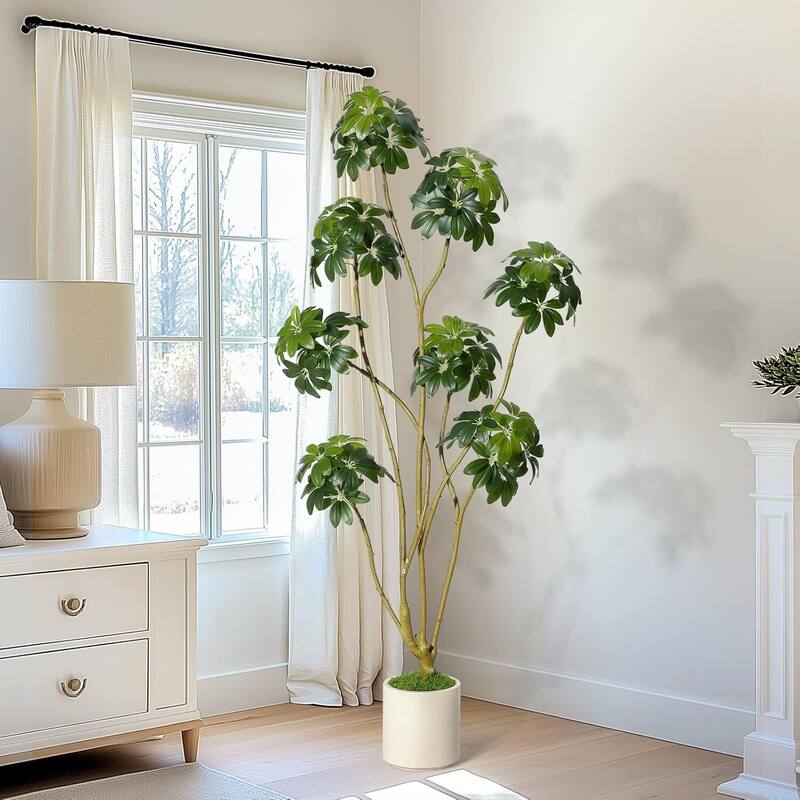 Artificial Umbrella Schefflera Tree, Fake Plant for Home Decor - 6 FT