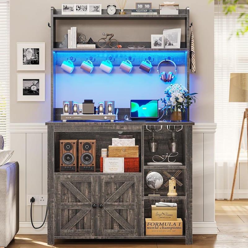Baker's Rack Coffee Bar Cabinet Microwave Stand Kitchen Cabinet