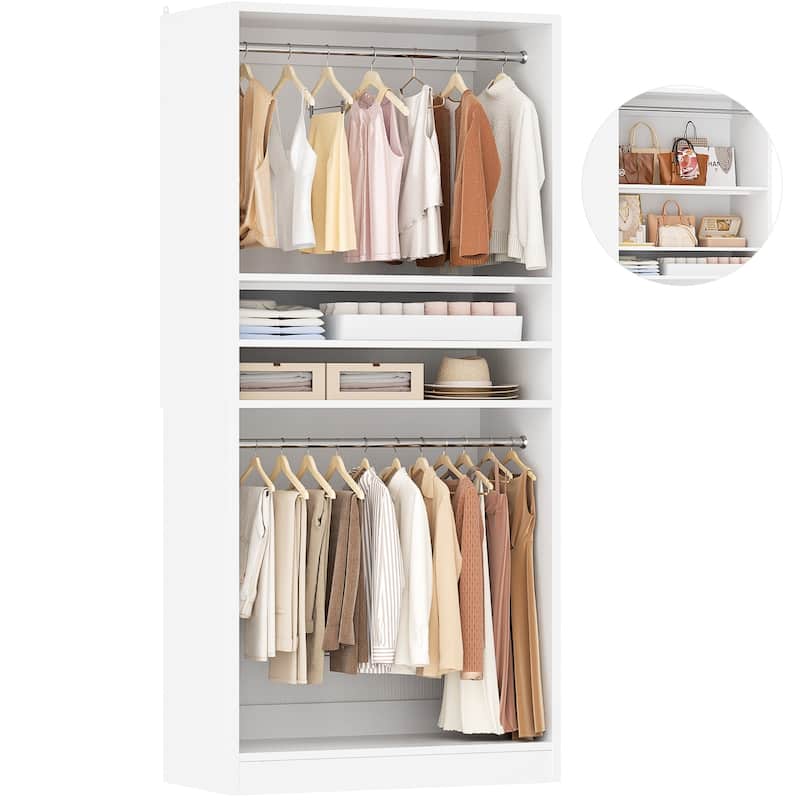 Cimly 36'' Freestanding Closet System with 2 Hanging Rods, Closet Organizer with 2 Adjustable Shelves