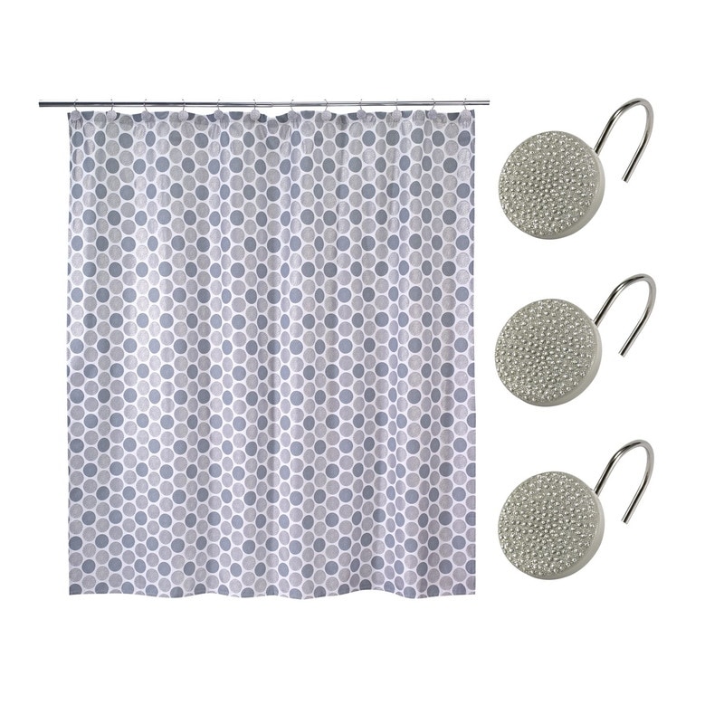 Avanti Dotted Circles Shower Curtain & Shower Hook Set - White - Bed Bath &  Beyond - 38439128