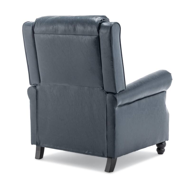 Mid-Century Nailhead PU Leather Linen Recliner