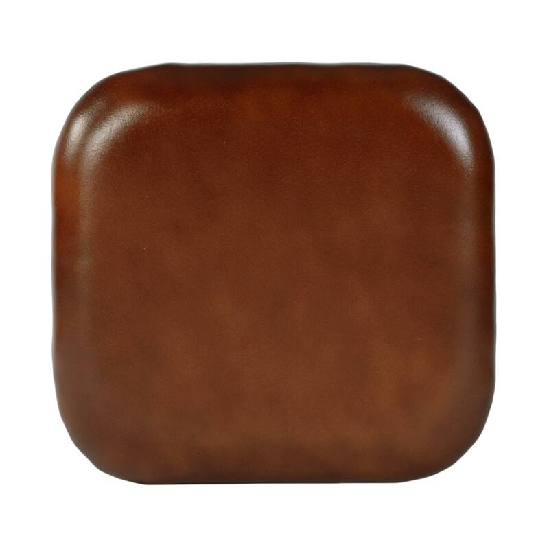 Eastham 24.75 in. Seat Height Leather and Iron Counter Stool with Footrest