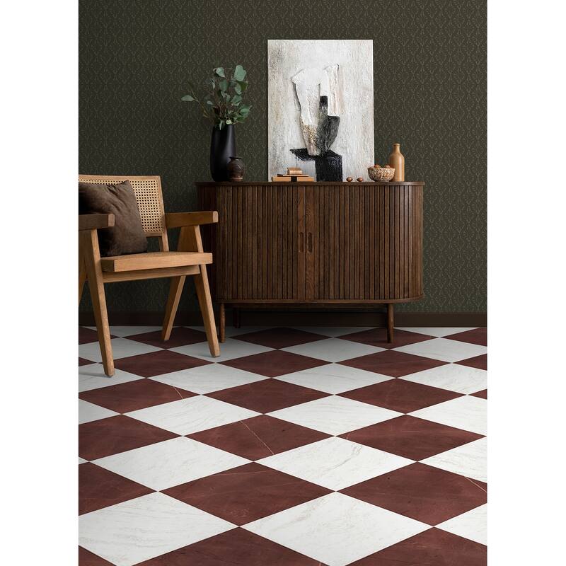 Chris Loves Julia x FloorPops Bonneville Oxblood Peel and Stick Floor Tiles