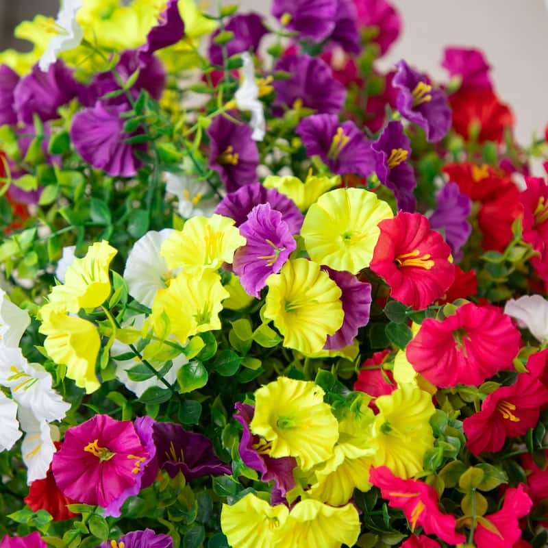 14-in UV Resistant Artificial Morning Glory Bush - Set of 12