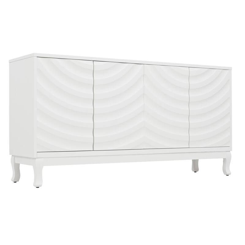 Modern Elegant Sideboard with 4 Doors, Height Adjustable, for Study, Entryway, and Living Room, White