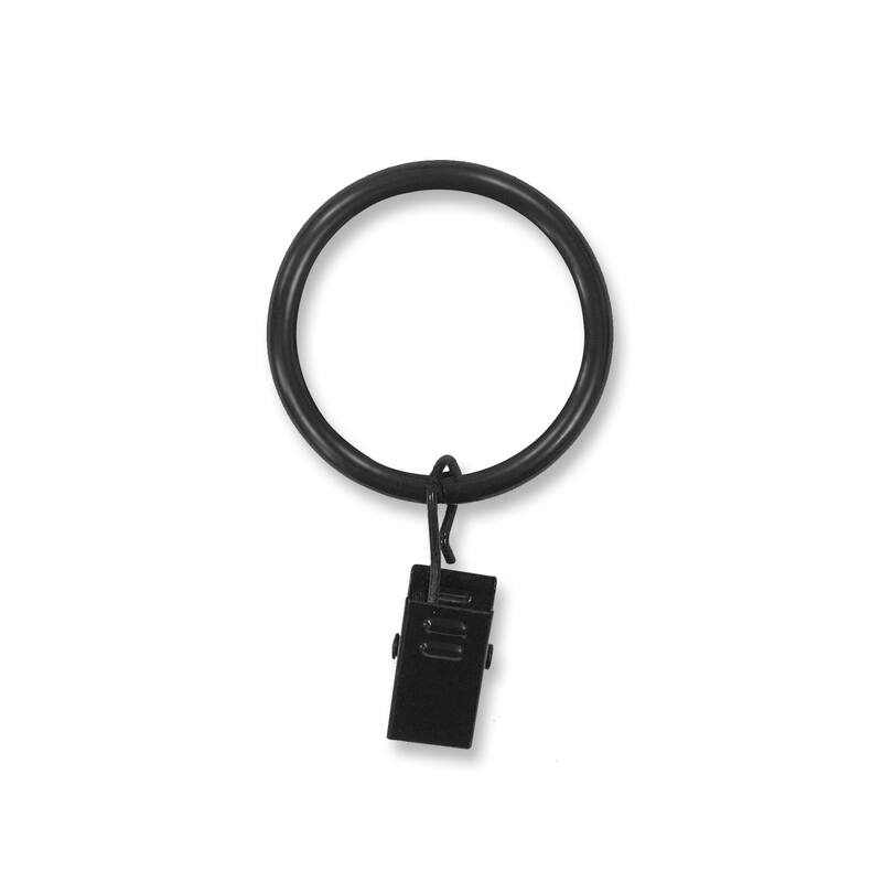 Lumi 1-1/4 in. Clip Rings For 3/4 in. Curtain Rods(7-Pack) - 1.25" - Matte Black