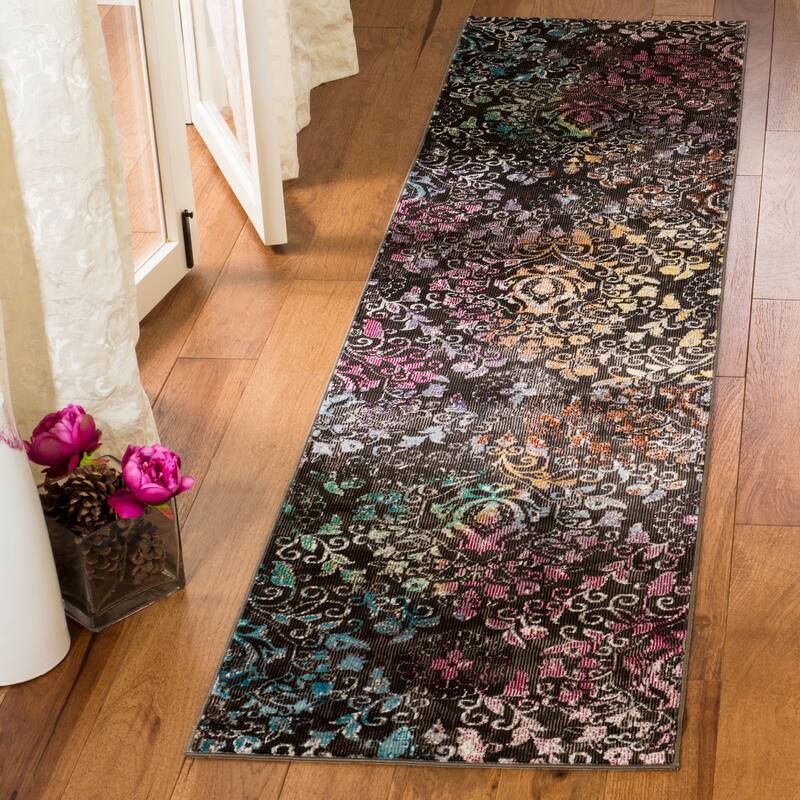 SAFAVIEH Aria Bilha Vintage Boho Damask Rug - 2' x 8' Runner - Brown/Multi