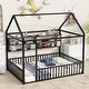 preview thumbnail 13 of 34, Superior Quality Metal House Bed Frame with Convenient Storage Space, Fence and Shelves, Full Size Black