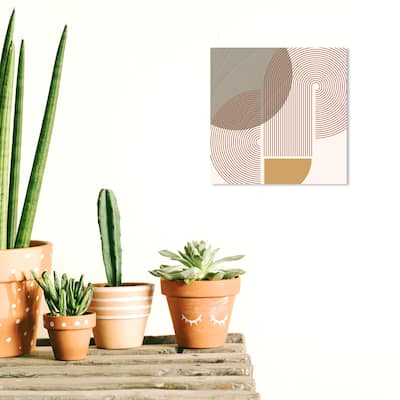 Wynwood Studio Canvas Abstract Print Sun Lines Pink and Pastel Pink Mid-Century Modern Wall Art Canvas Print