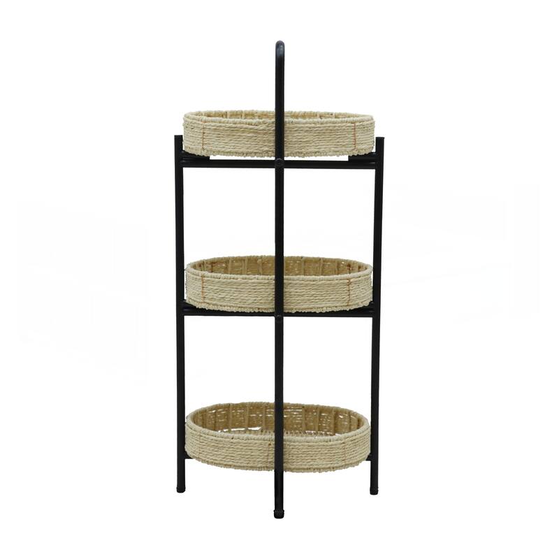 Small Handwoven Side Tables 3-Tier