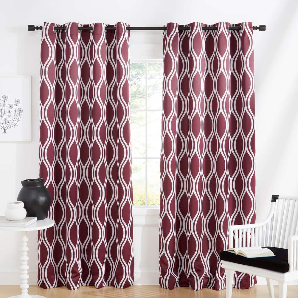 ATI Home Alfie Room Darkening Blackout Grommet Top Curtain Panel Pair