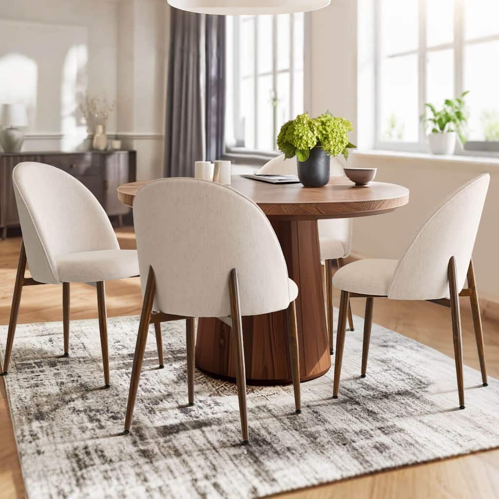 Upholstered Back Dining Chair with Metal Legs(Set of 4)