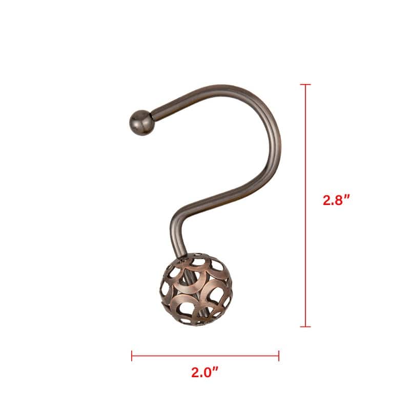 Utopia Alley Shower Rings, Hollow Ball Shower Curtain Hooks for Bathroom, Rust Resistant Shower Curtain Hooks Rings, Set of 12