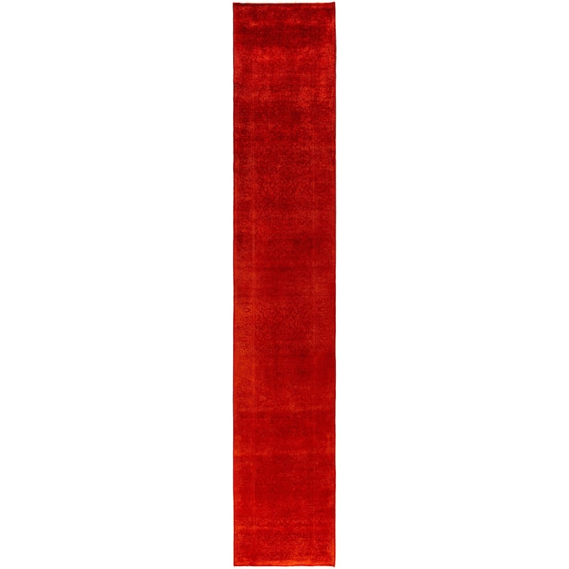 Overdyed One-of-a-Kind Hand-Knotted Area Rug - Orange - 2' 6" x 13' 8"