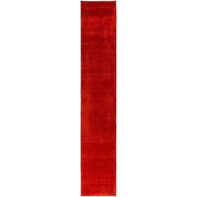 Overdyed One-of-a-Kind Hand-Knotted Area Rug - Orange - 2' 6" x 13' 8"