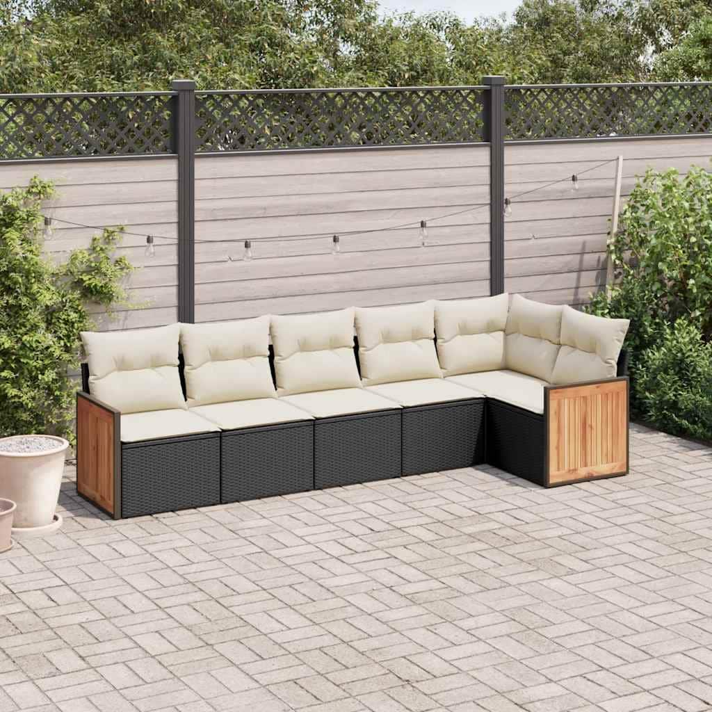 vidaXL Patio Sofa Set with Cushions Outdoor Conversation Furniture Poly Rattan