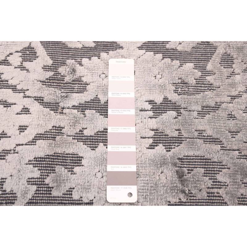 ECARPETGALLERY Hand Loomed Elysian Light Grey Viscose, Wool Rug - 8'3 x 11'10