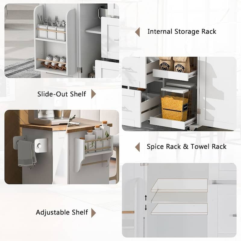 Rolling Kitchen Island Cart with Wheels and Storage