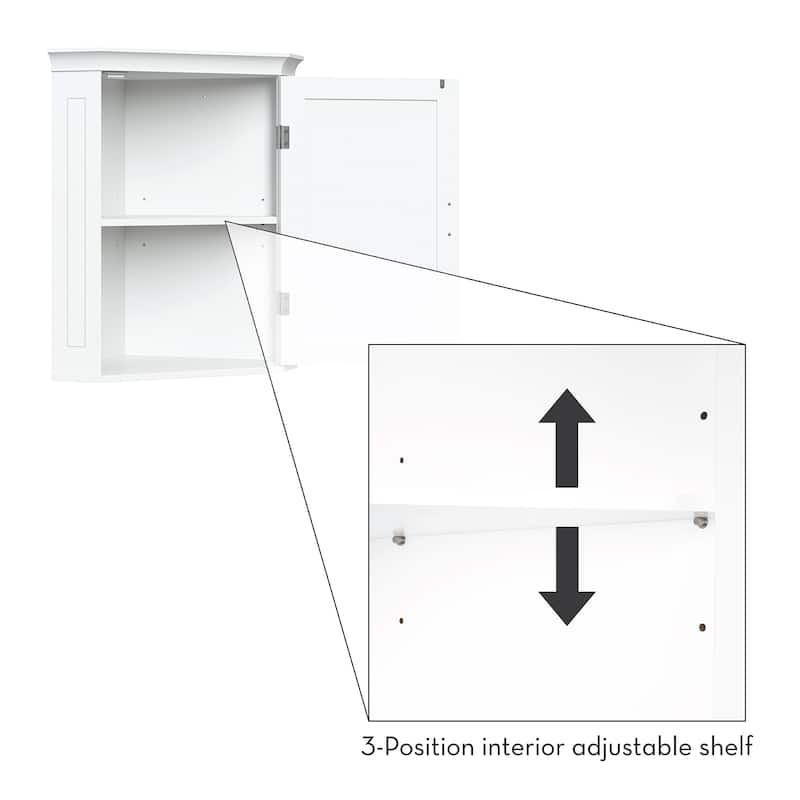 RiverRidge Somerset Corner Wall Bathroom Storage Cabinet Organizer with Doors and an Adjustable Shelf - White