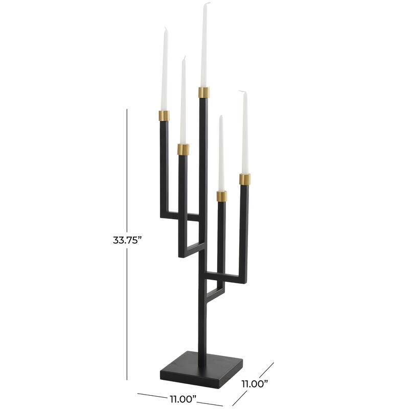 Metal 5 Candle Candelabra - Black - Roche River Decor