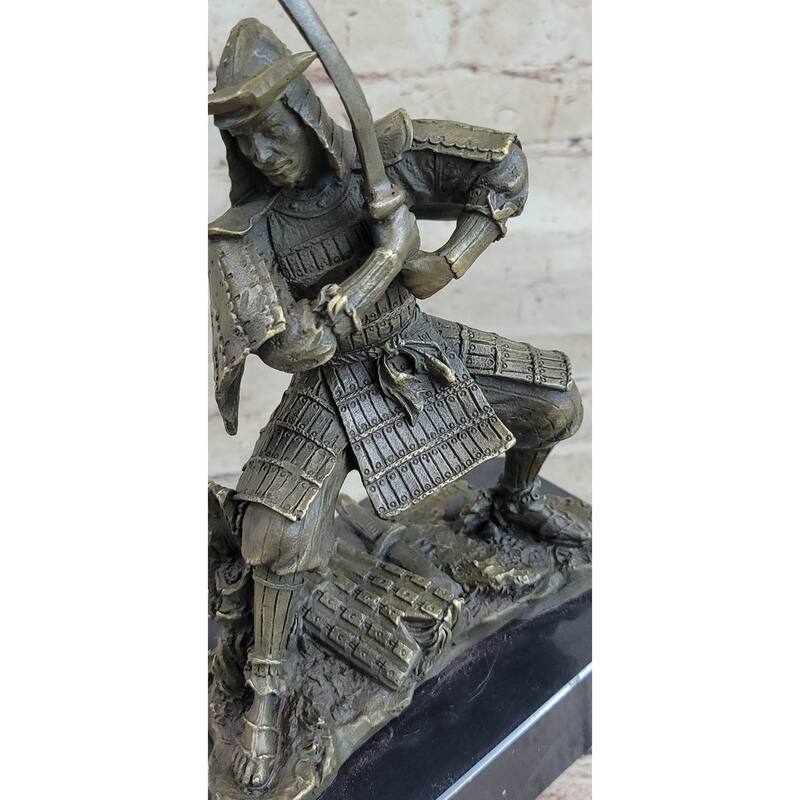 Japanese Samurai Warrior W/ Katana Bronze Statue Sculpture Figurine Kamiko 9 Inches X 7 Inches