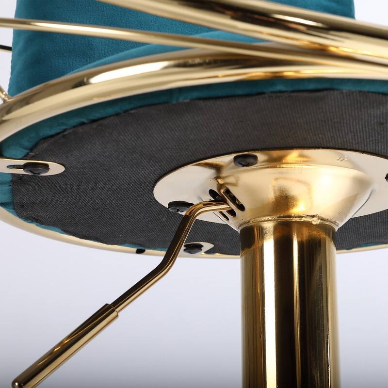 velvet bar chair, pure gold plated, 360 degree rotation, adjustable height,Suitable for dinning room and barset of 2