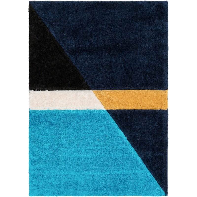 Well Woven Lolly Mori Abstract Geometric High Low Shag Area Rug