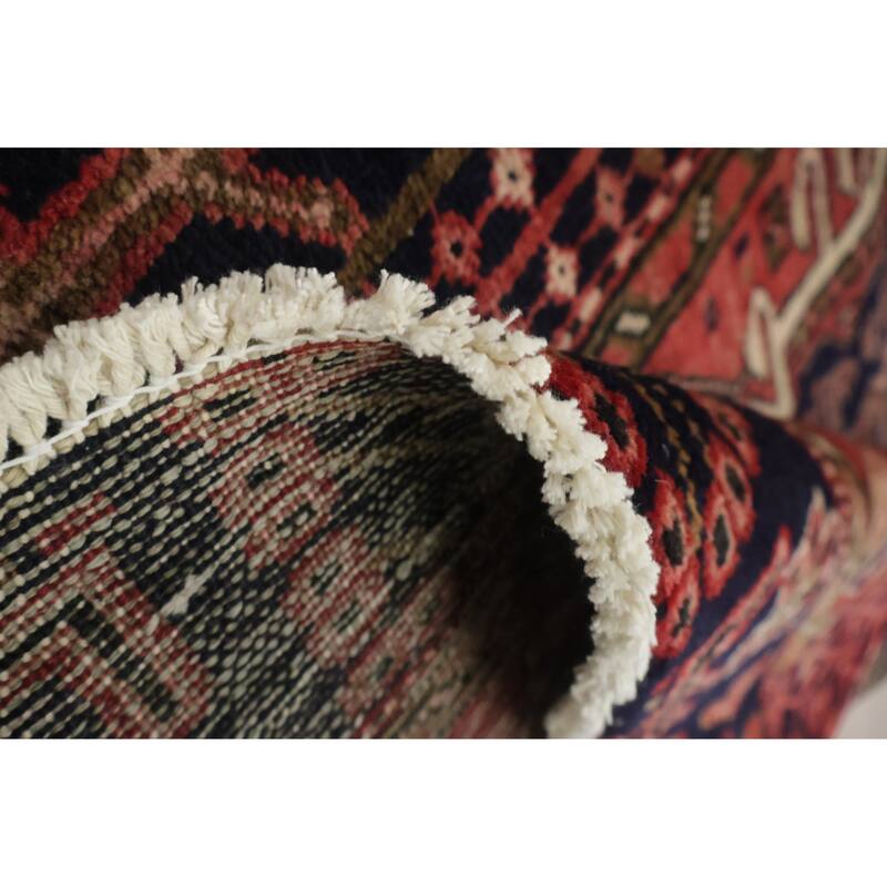 Hand Knotted Oriental 100% Wool Carpet Traditional Tribal Red Gharajeh Runner Rug - 10' 1'' X 3' 3''