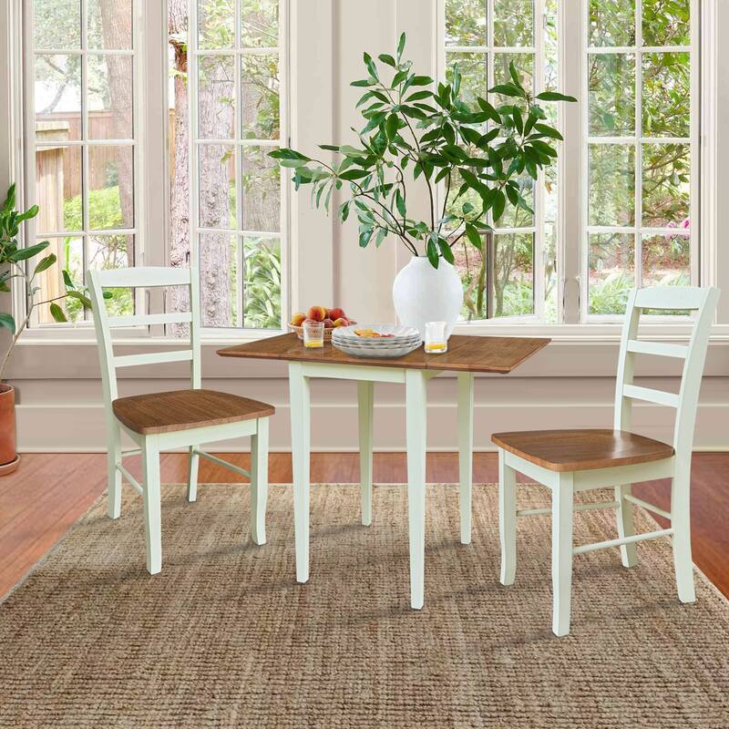 Small Dual Drop Leaf Dining Table with 2 Madrid LadderBack Chairs - 3 Piece Dining Set