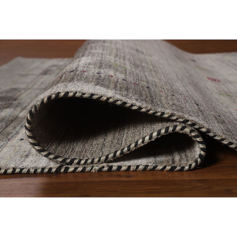 Hand Knotted Oriental 100% Wool Carpet Tribal Animal Pictorial Greys & Charcoal Gabbeh Area Rug - 5' 9'' X 4' 1''