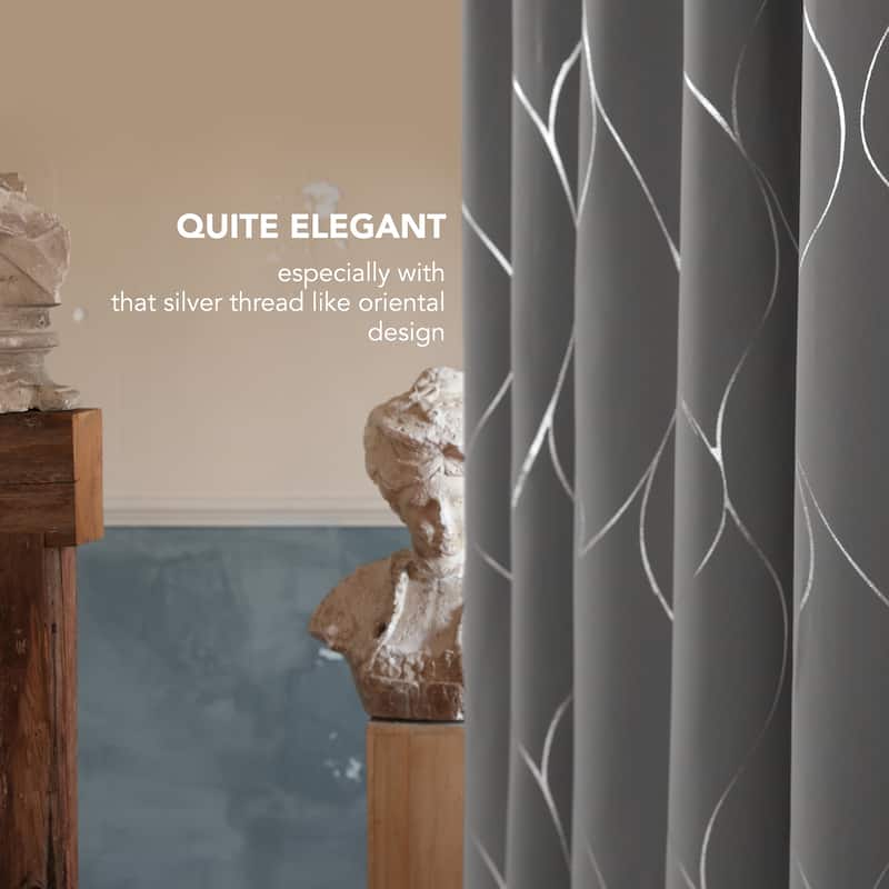 Deconovo Silver Line 42 Width Curtain Panel Pair (2 Panel)