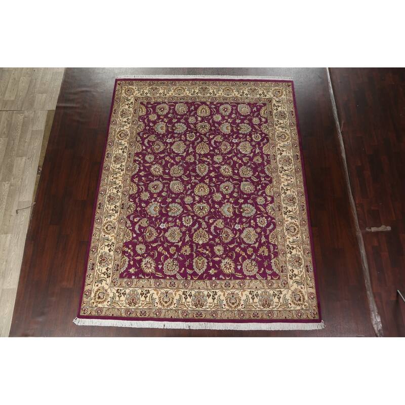 Wool/ Silk Vegetable Dye Floral Oriental Tabriz Area Rug Hand-knotted - 8'1" x 10'4"